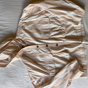 Pink and White Striped Hooded lighy Jacket